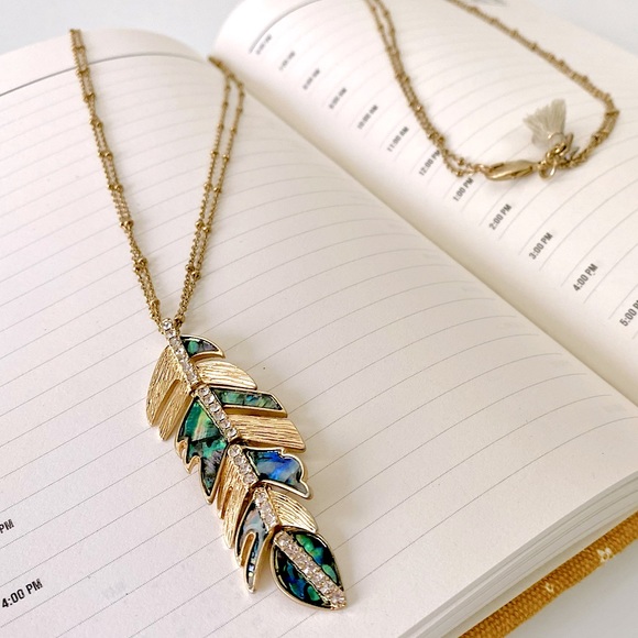 Lonna and Lilly Gold-tone Pavé and Stone Feather Pendant Necklace - Picture 8 of 8